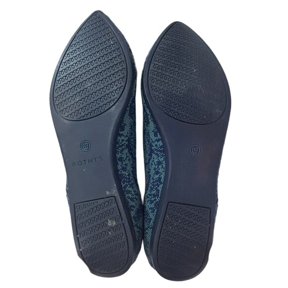 Rothys Shoes Blue Emerald Snake Print The Point Ballet Flats Size 8 Nice! - Picture 9 of 9